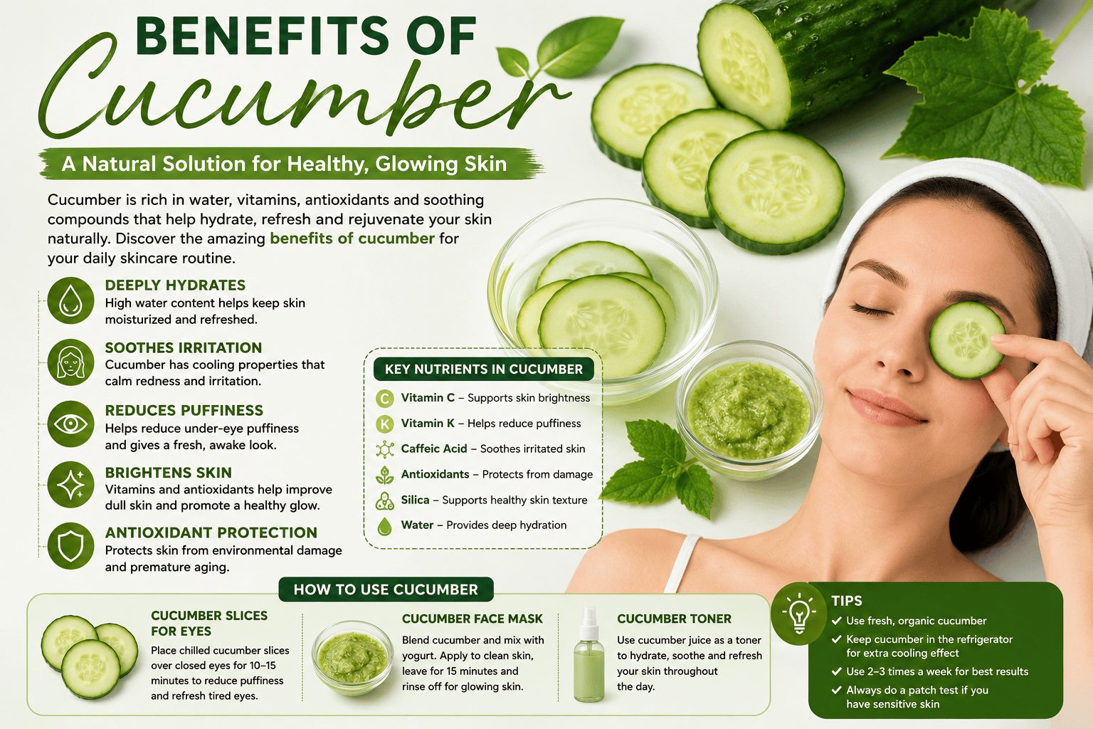 Benefits of Cucumber for reducing under-eye puffiness