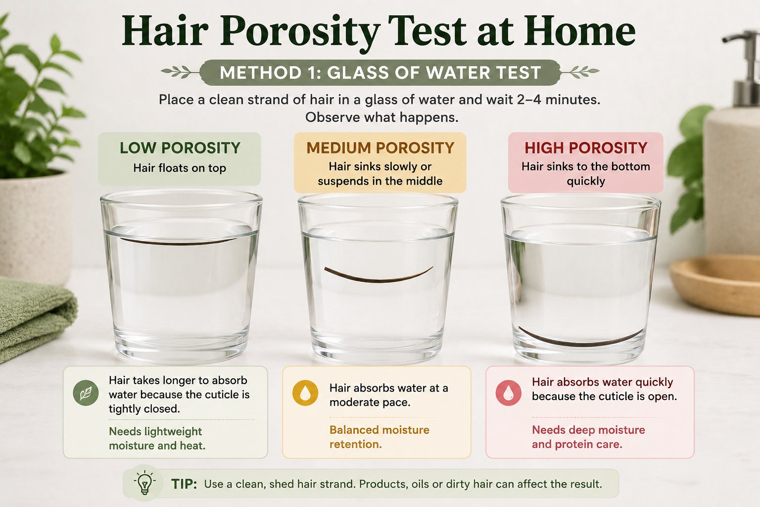 low medium and high hair porosity comparison