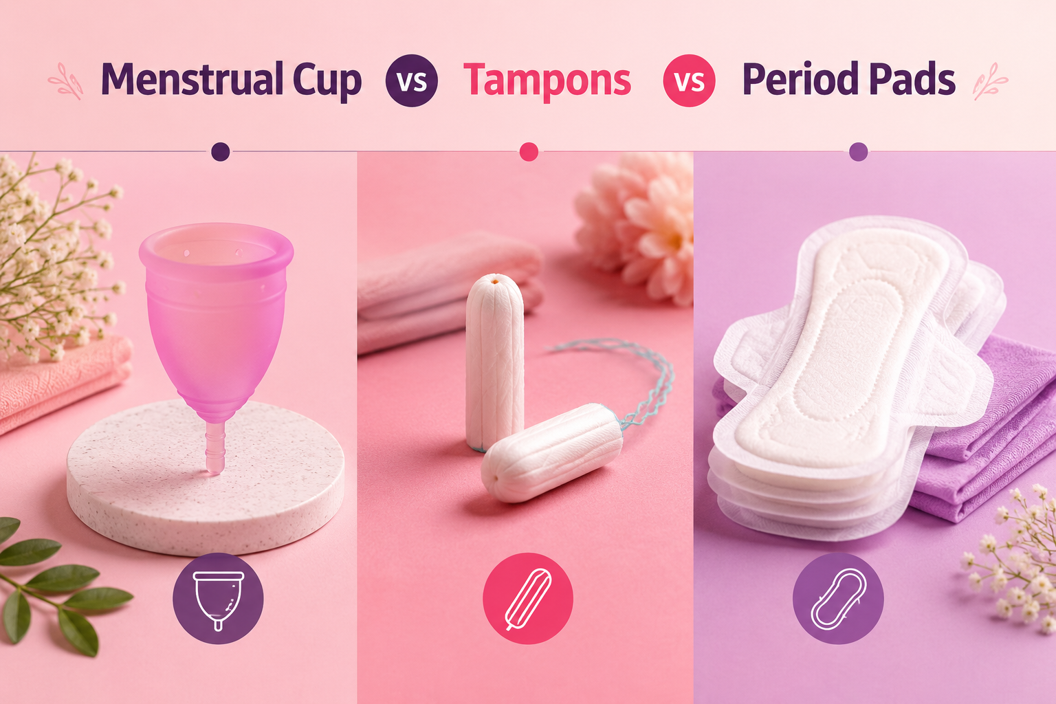 Menstrual Cup vs Tampons vs Period Pads comparison guide